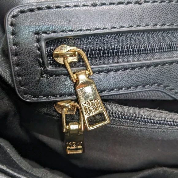 Badgley Mischka Vegan Leather Crossbody, Black Diamond-Quilted Pyramid-Studded - Picture 9 of 16